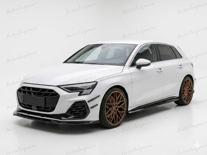🔥ART.9977 SPLITTER ANTERIORE PER AUDI A3 S3 8Y FACELIFT MAX V1 NERO LUCIDO🔥