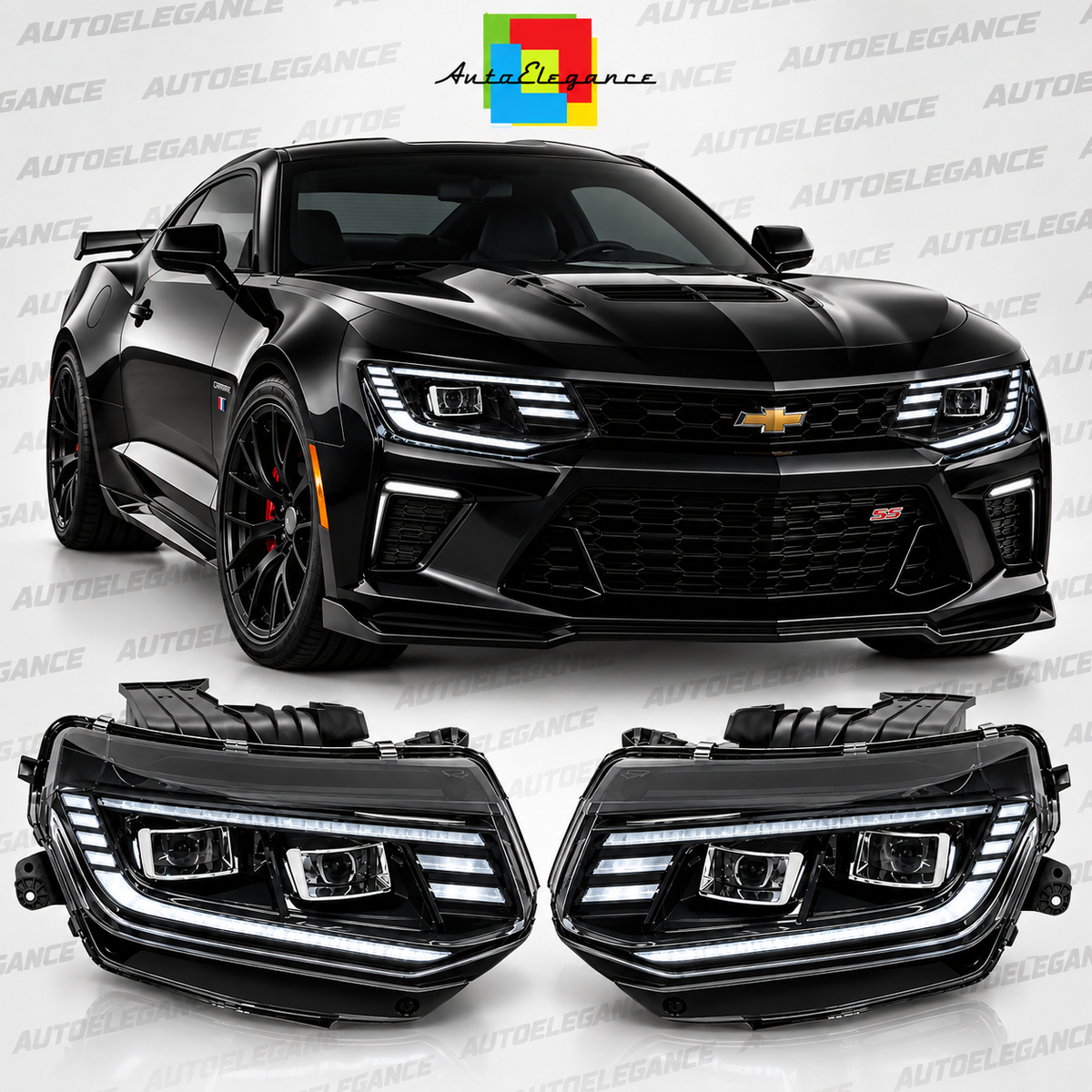 ART.10680 FARI ANTERIORI ADATTO PER CHEVROLET CAMARO 16-18 NERO