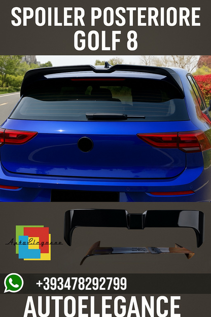 🔥SPOILER TETTO VW GOLF  VIII 2019+ POSTERIORE NERO LUCIDO🔥