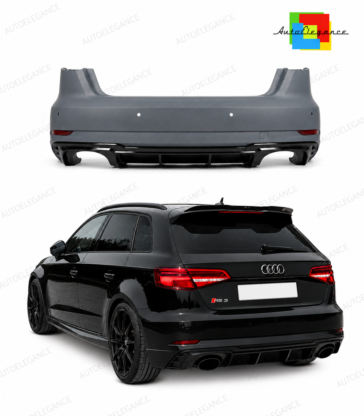 👉Paraurti posteriore stile RS3 per Audi A3 (8V) Hatchback Sportback 2012-2019👈