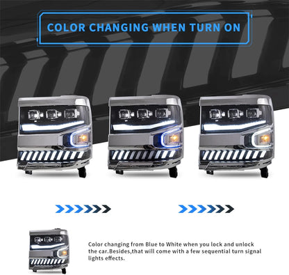 Fari a LED Projector per Chevy Silverado 1500 2016-2019 (non adatti ai modelli LED di fabbrica)