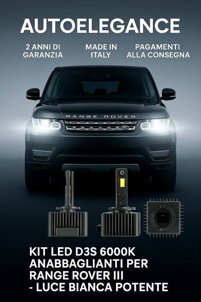 ⭐KIT LED D3S 6000K ANABBAGLIANTI PER RANGE ROVER III – LUCE BIANCA POTENTE⭐