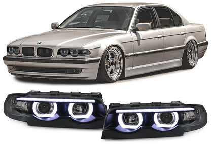 💫ART.6424 FARI OCCHI D'ANGELO LED 3D NERI per BMW E38 94-01💫