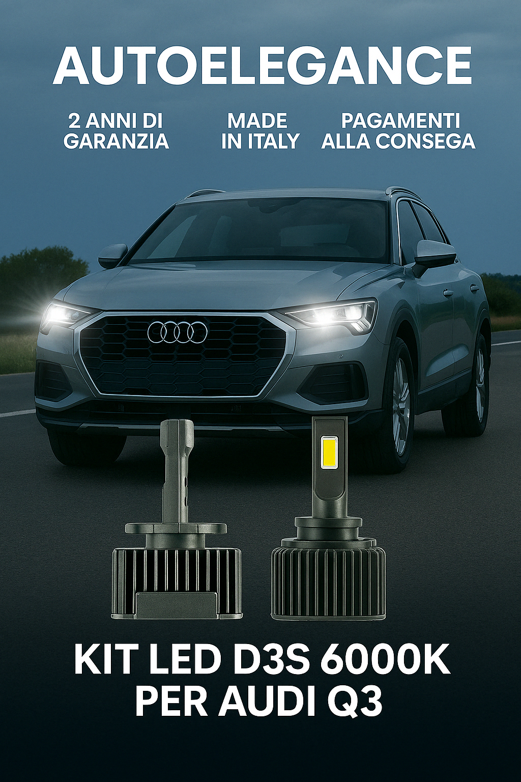 ⭐KIT XENON D3S 6000K ANABBAGLIANTI PER AUDI Q3 – LUCE BIANCA POTENTE⭐