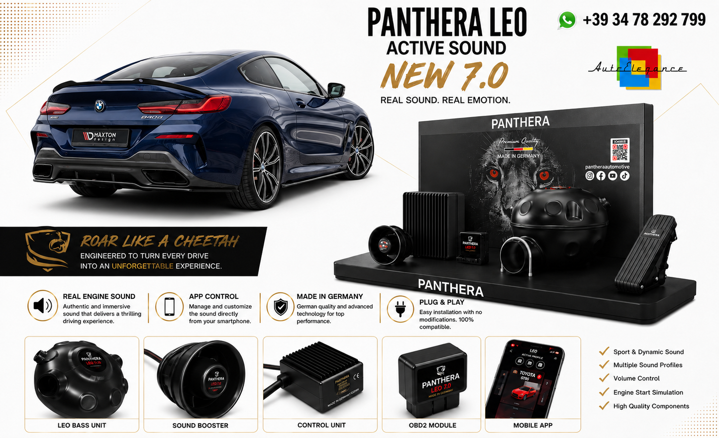 💫ART.2672 PANTHERA Soundsystem Booster 7.0 - BMW 8 Coupe M-Pack G16 2019-2025💫