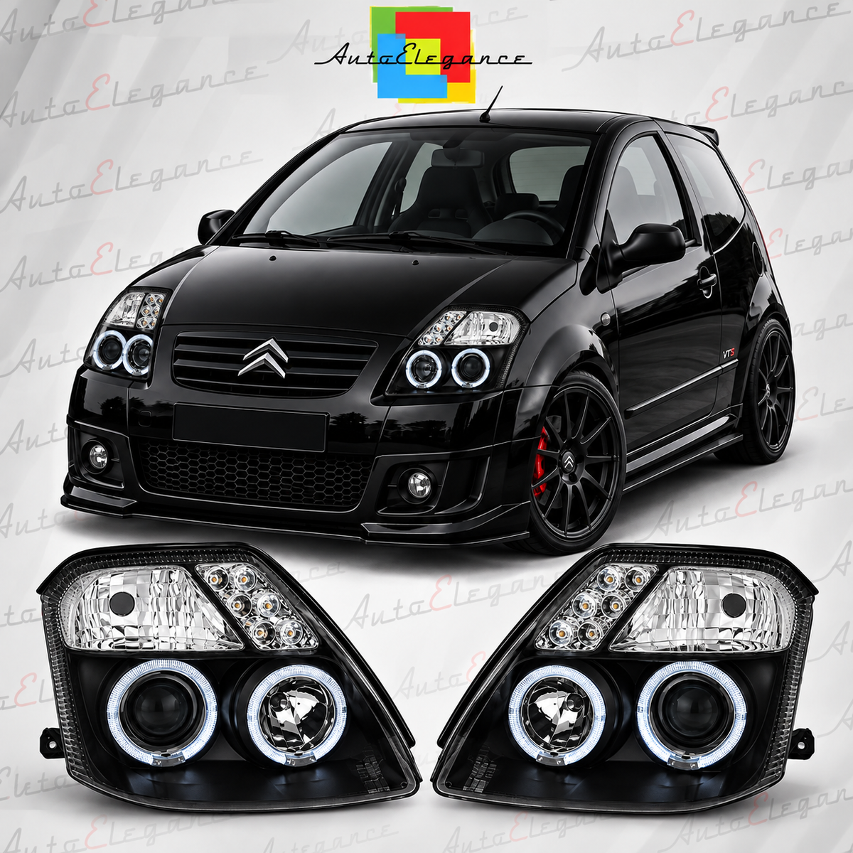 ART.10696  FARI ANTERIORI ADATTO  PER CITROEN C2 03-10 NERO