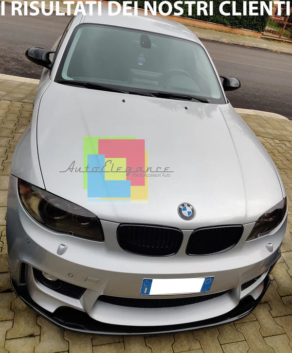 ❄️BMW SERIE 1 E81 E87 E82 E88 M1 SPLITTER PARAURTI ANTERIORE NERO LUCIDO LAMA❄️