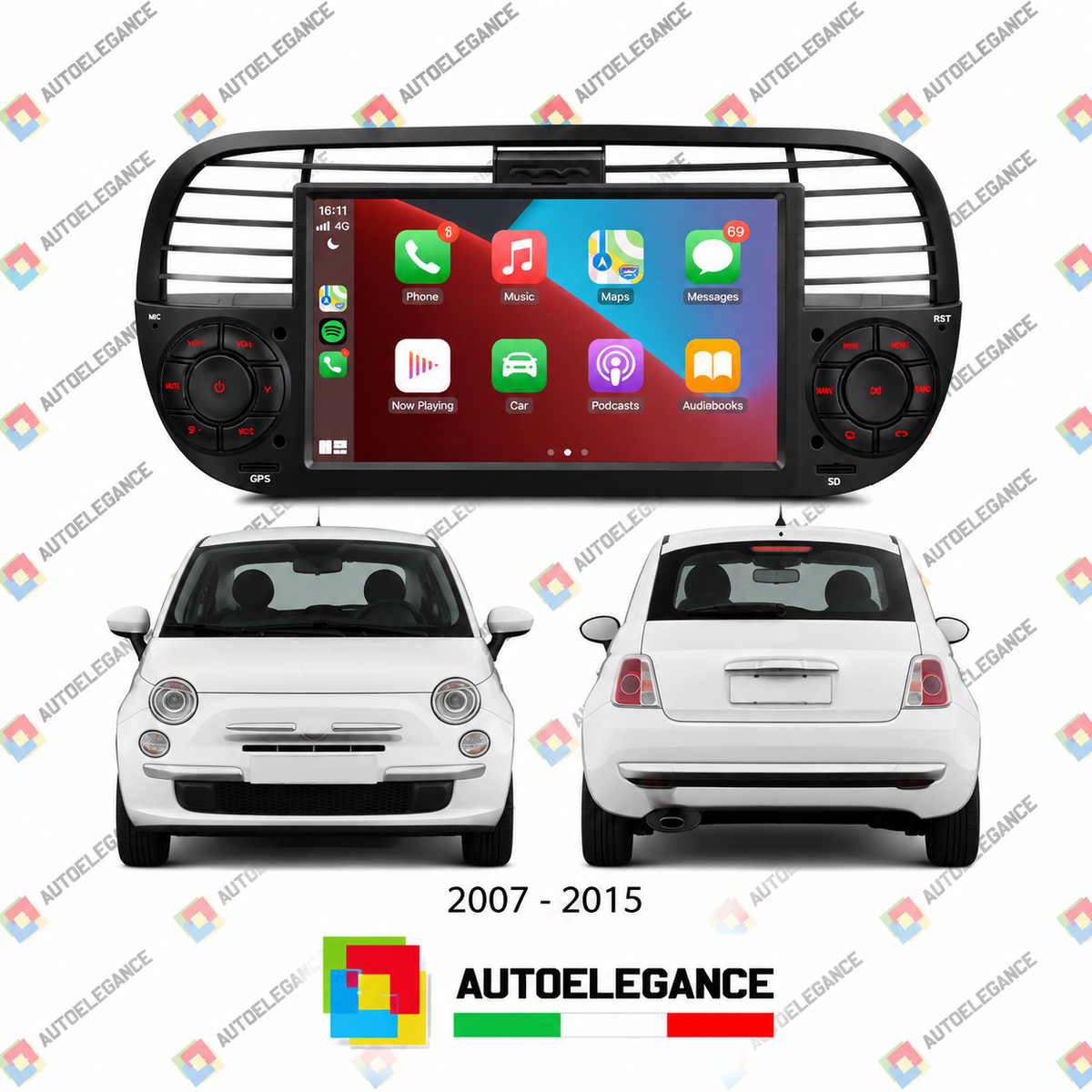 RADIO GPS ANDROID 12 ADATTO PER FIAT 500 07-15