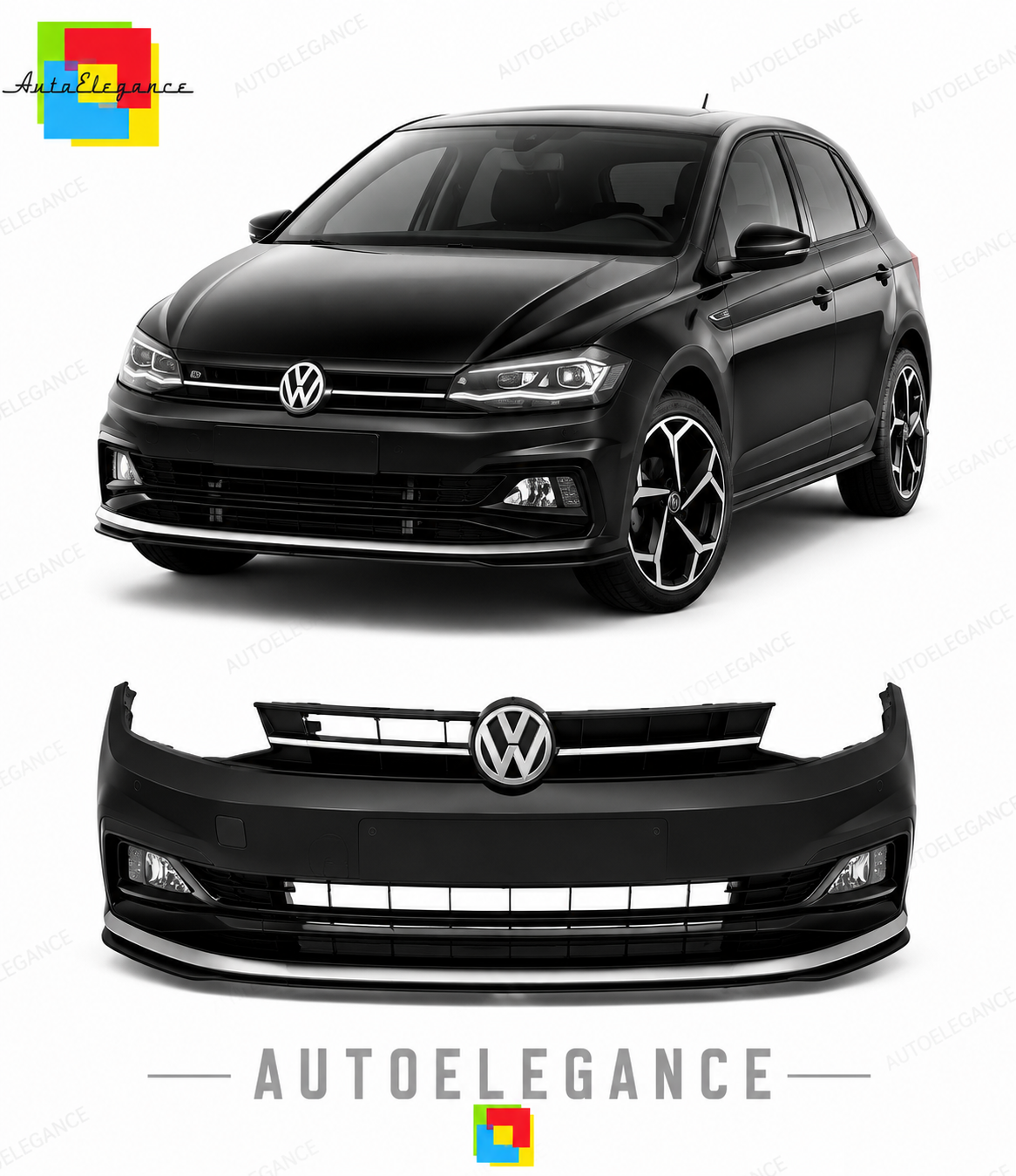 💕PARAURTI ANTERIORE VOLKSWAGEN VW POLO 17-21 LOOK R LINE💕