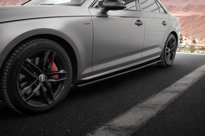 0475🔥Coppia minigonne laterali sline Adatto Per Audi a4 b9 nero lucido 15-19🔥