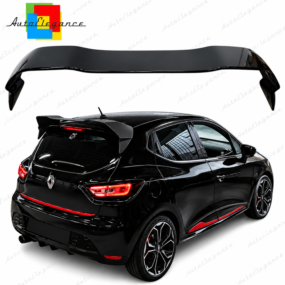 👉ART. 0112 SPOILER ADATTO PER RENAULT CLIO 4 IV STANDARD LOOK RS NERO LUCIDO👈