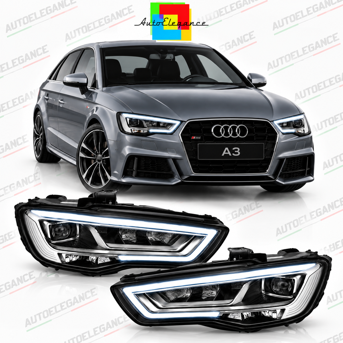 ART.10666 FARI  ANTERIORI ADATTO  PER AUDI A3 8V 12-16