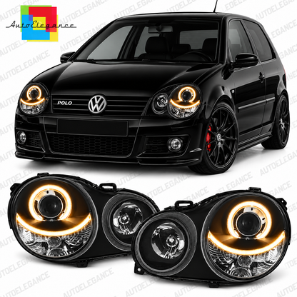 ART.6450 FARI ANTERIORI ADATTO PER VW POLO 9N 2001-2005 NERO