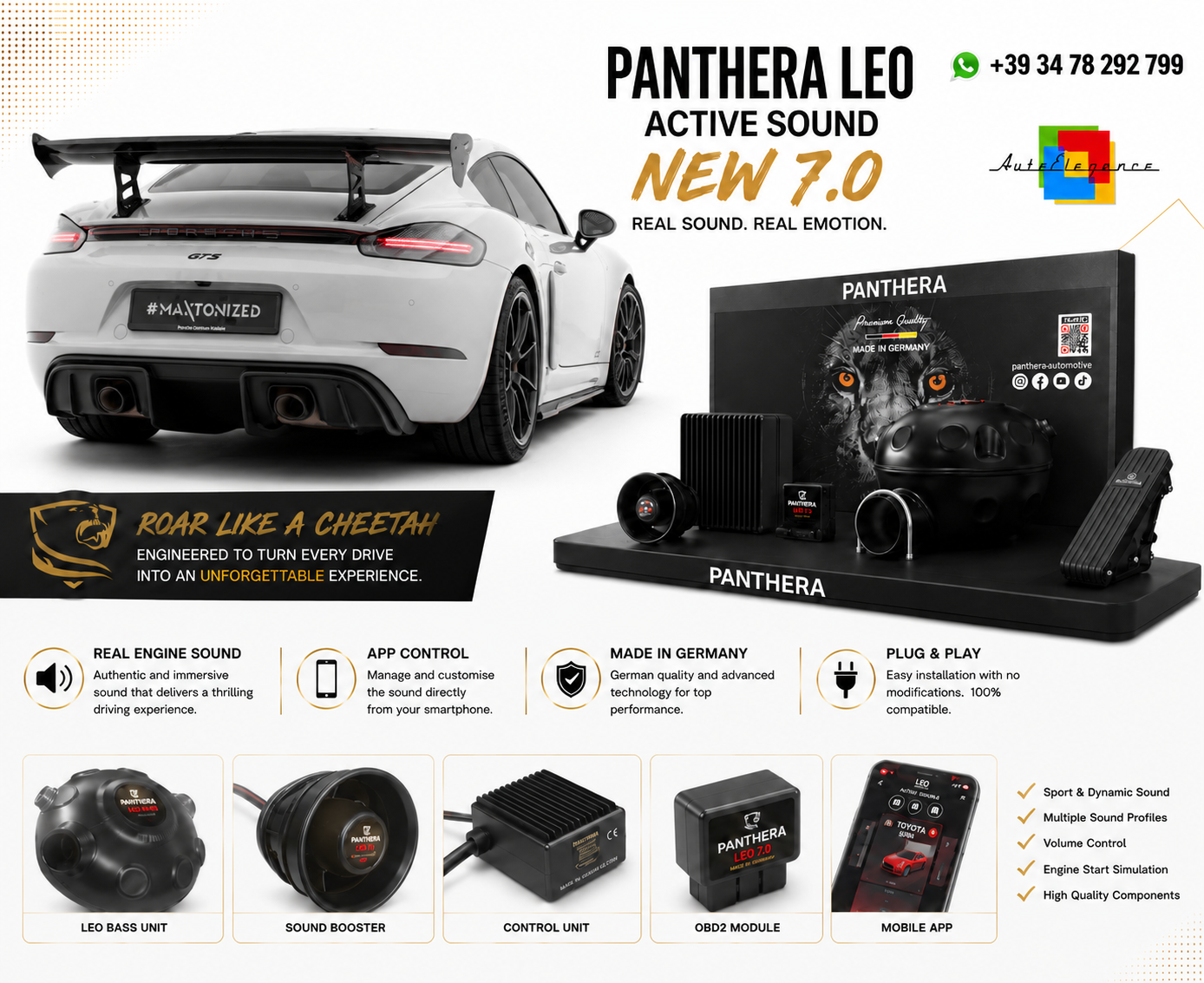 💕ART.2672 PANTHERA Soundsystem Booster 7.0 -  Porsche 718 Cayman 982c💕