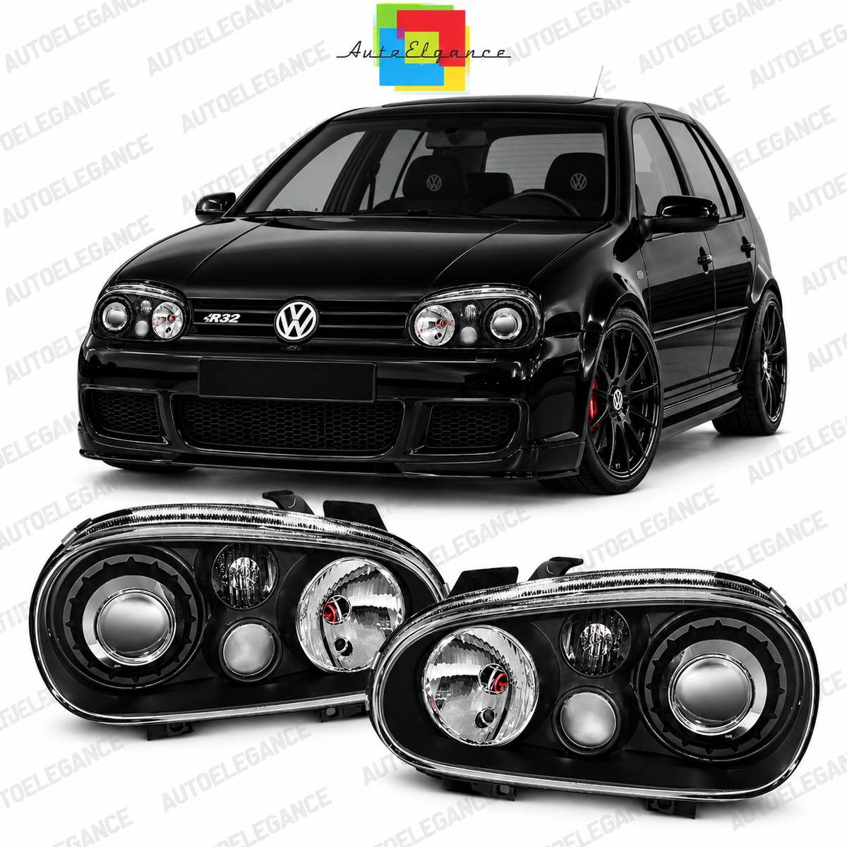 ART.10748 FARI ANTERIORI ADATTO PER VW GOLF IV 97-03 NERO
