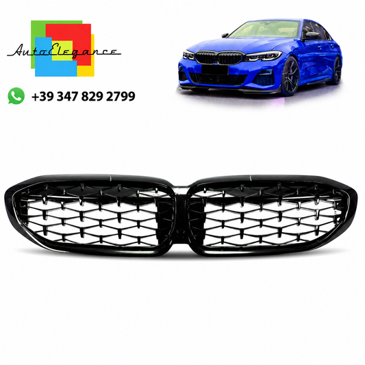 💫Griglia anteriore lucida nera a diamante per BMW Serie 3 G20 G21 19-22💫