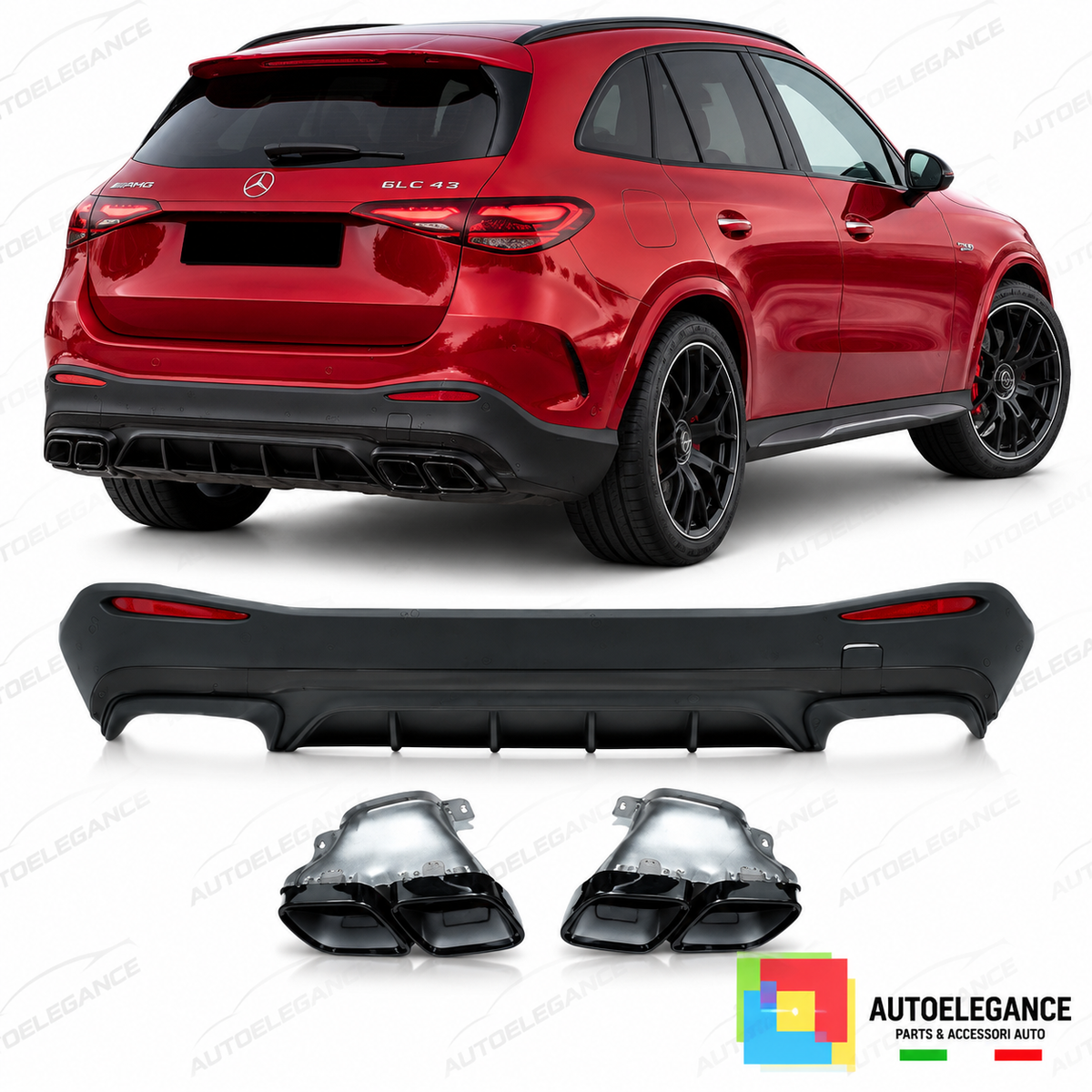 DIFFUSORE ADATTO PER  MERCEDES GLC X254 23- LOOK AMG GLC63 NERO