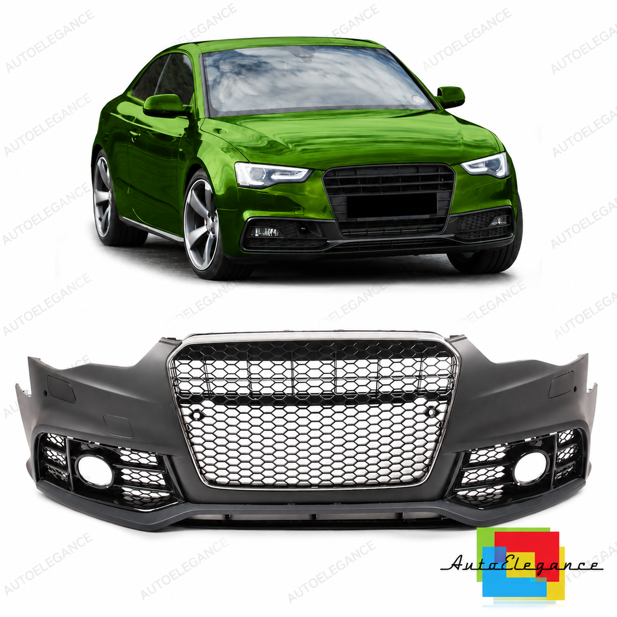👉Kit paraurti anteriore con griglia adatto per Audi A5 8T Facelift 2013-2016👈