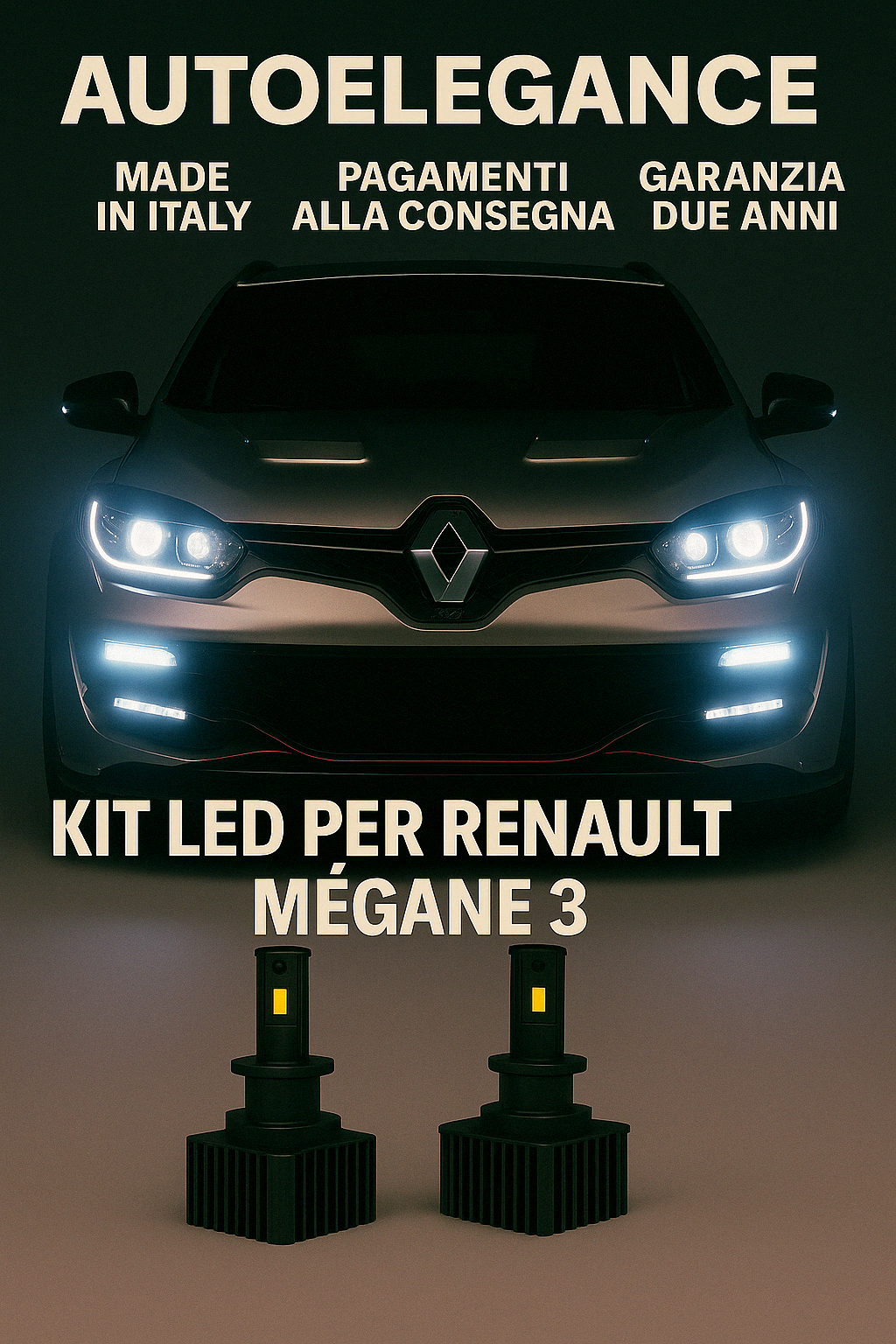 ❤️ KIT LED D1S 6000K BIANCO GHIACCIO ANABBAGLIANTI PER  RENAULT MEGAN 3 ❤️
