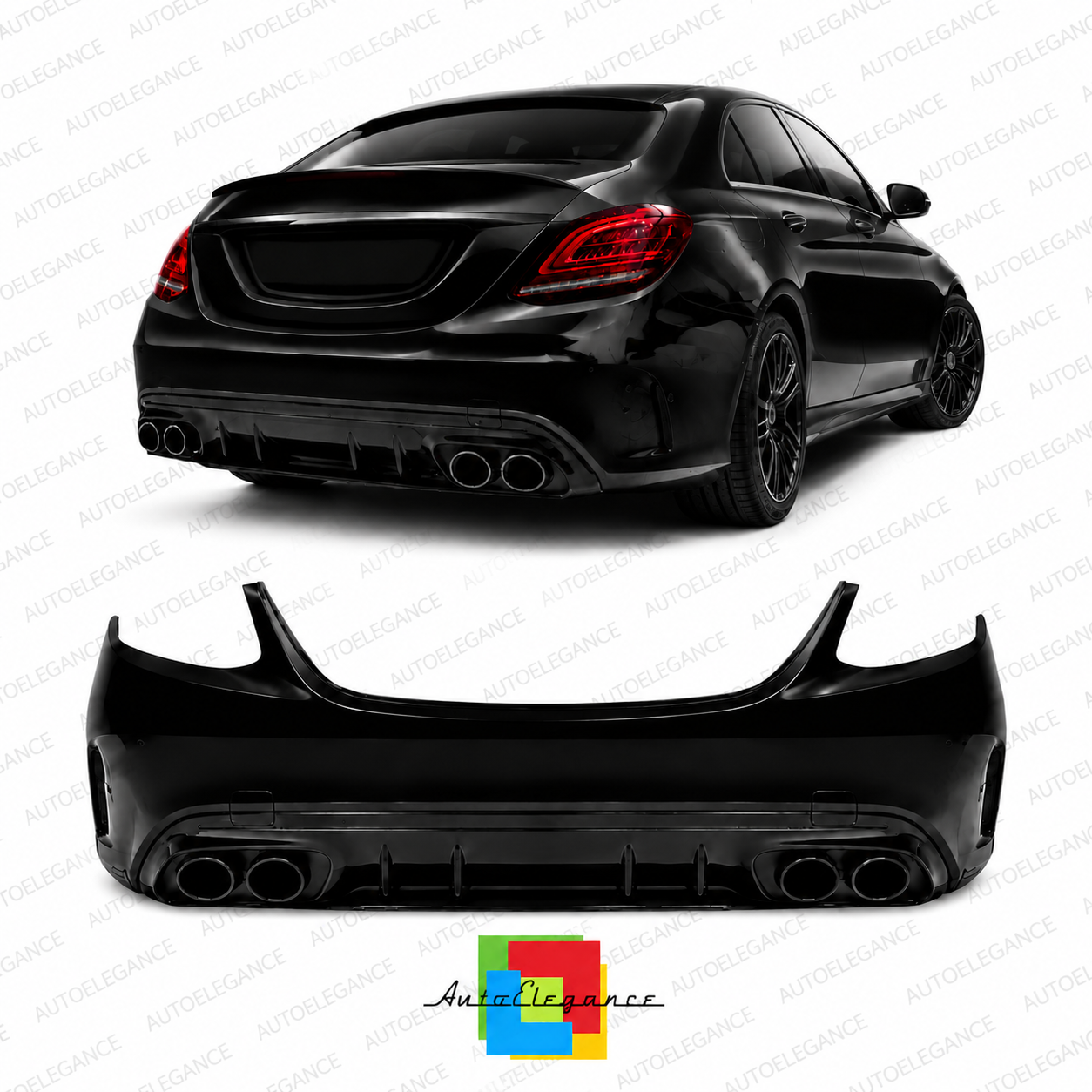 👉Paraurti Posteriore Mercedes Classe C 18-21 Look AMG C43-ABS Non Verniciato👈
