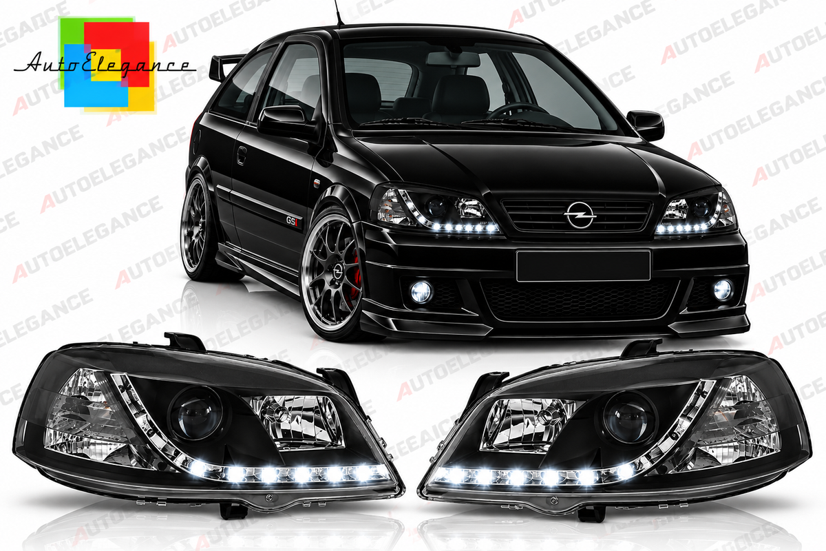ART.11035 FARI  ANTERIORI ADATTO PER OPEL ASTRA G 09.97-02.04 NERO LED