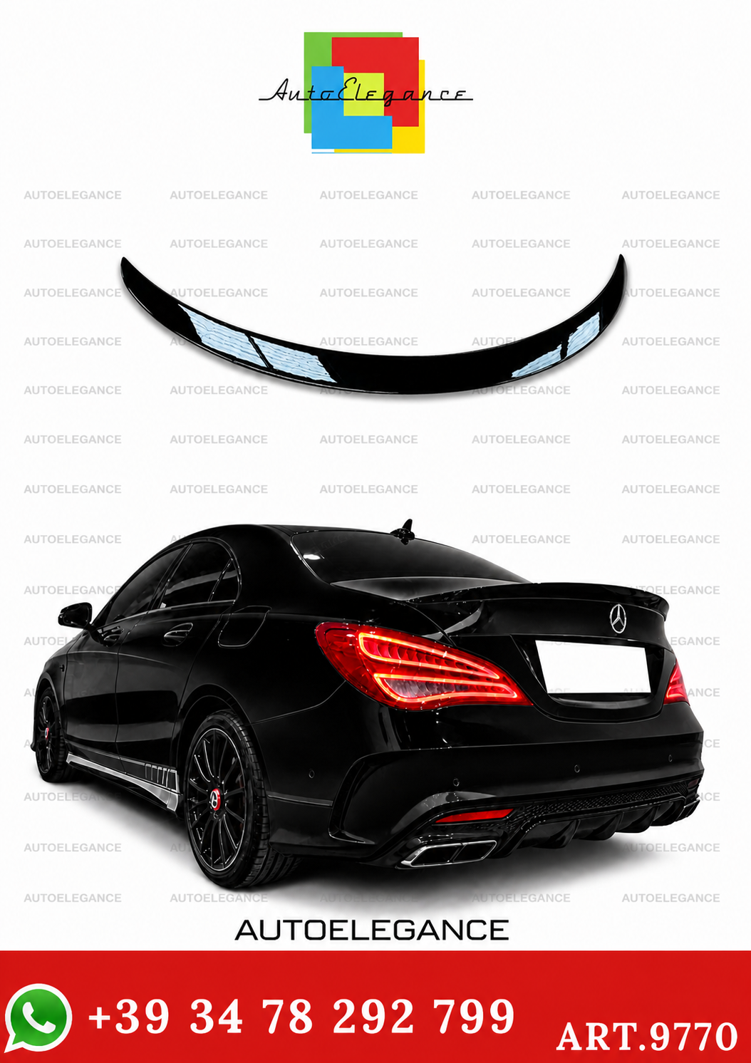 💫ART.9770 Spoiler Posteriore Nero Lucido per Mercedes W117 AMG 2013-2018💫