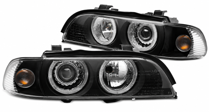 💫ART.10092 FARI ANTERIORI XENON "ANGEL EYES" NERI PER BMW E39 LCI 00-03💫