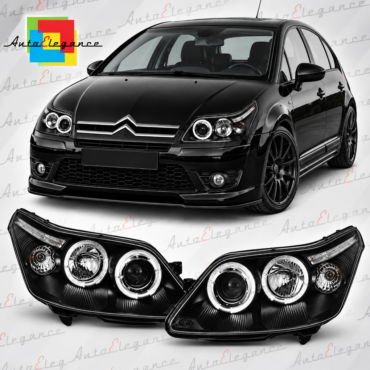 ART.6271 FARI ANTERIORI ADATTO PER CITROEN C4 2004-2010 NERO