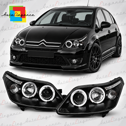 ART.6271 FARI ANTERIORI ADATTO PER CITROEN C4 2004-2010 NERO