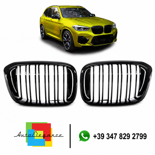 👉 Griglia anteriore lucida nera a doppia linea per BMW X3 G01 X4 G02 17-21👈