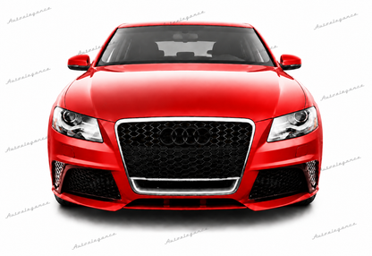 🔥ART.0612 GRIGLIA AUDI  A4 B8 07-11 LOOK RS4 BORDO CROMATO QUATTRO SATINATO🔥