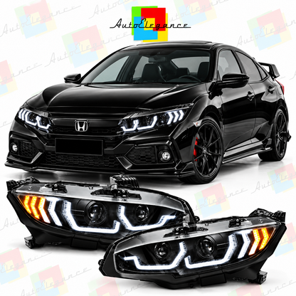 ART.11111 FARI ANTERIORI ADATTO PER HONDA CIVIC X 16-21 LED NERO
