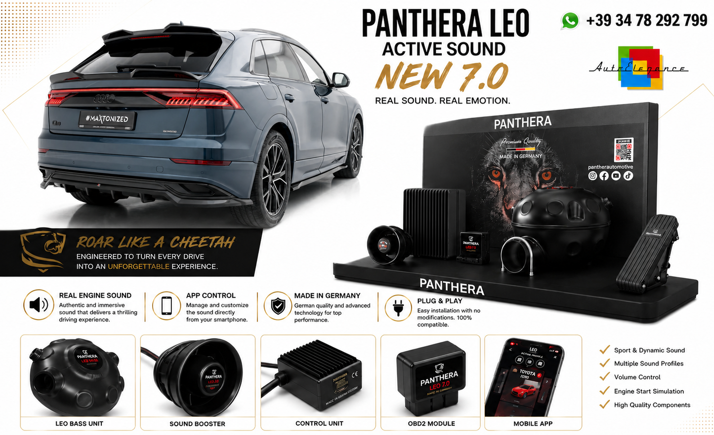 💫ART.2672 PANTHERA Soundsystem Booster 7.0 - Audi Q8 Mk1 2018-💫