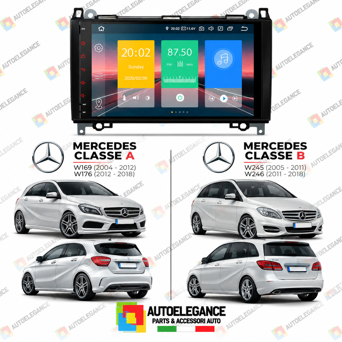 RADIO GPS ANDROID 10 ADATTO PER MERCEDES CLASSE-A CLASSE B