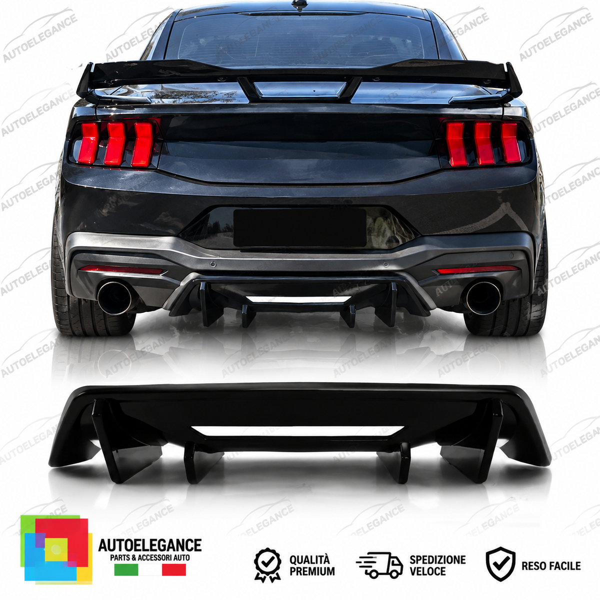DIFFUSORE ADATTO PER FORD MUSTANG 24- NERO LUCIDO