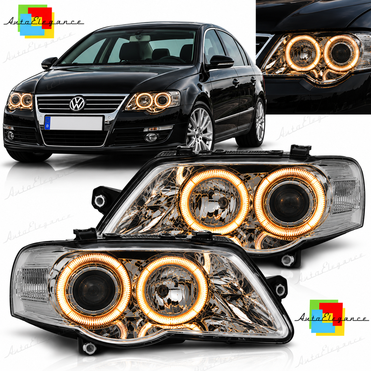 FARI ANGEL EYES CHROME ADATTI PER VW PASSAT B6 3C 03.05-10