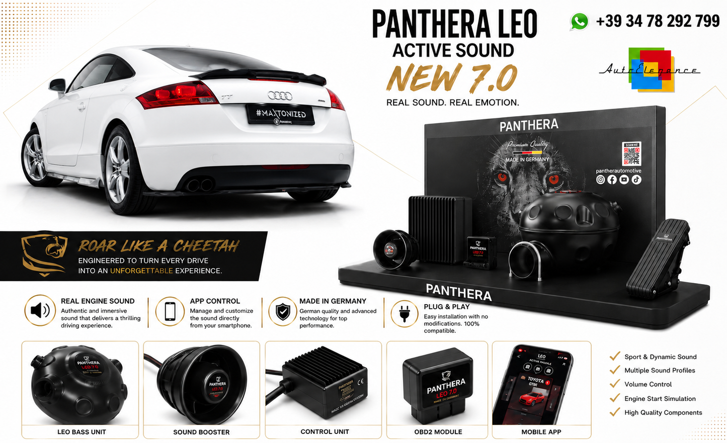 💫ART.2672 PANTHERA Soundsystem Booster 7.0 - Audi TT 8J 2006-2015💫