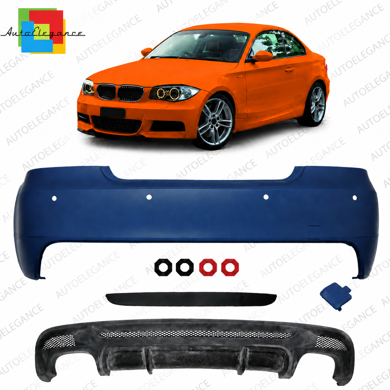 👉Paraurti posteriore sport con diffusore, adatto per BMW Serie1 E82 E88 07-13👈