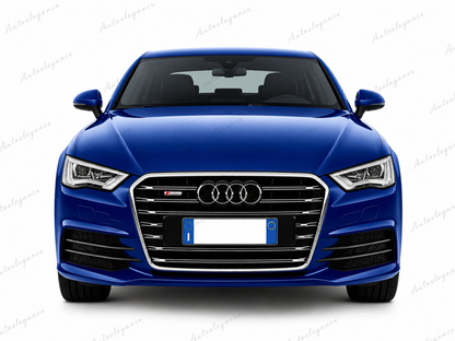 🔥ART.0597 GRIGLIA ADATTO PER  AUDI A3 8V 12-6 LOOK S3 NERA PROFILI CROMATI🔥