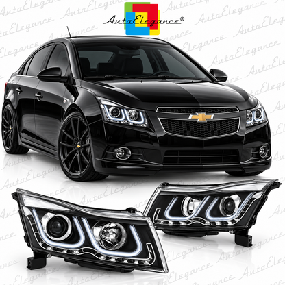 ART.5545 FARI ANTERIORI ADATTO PER CHEVROLET CRUZE 09-12 TUBO NERO CHIARO