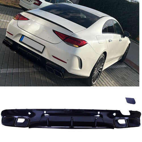 💥Diffusore compatibile con Mercedes CLS C257 doppio scarico pezzi nero lucido💥