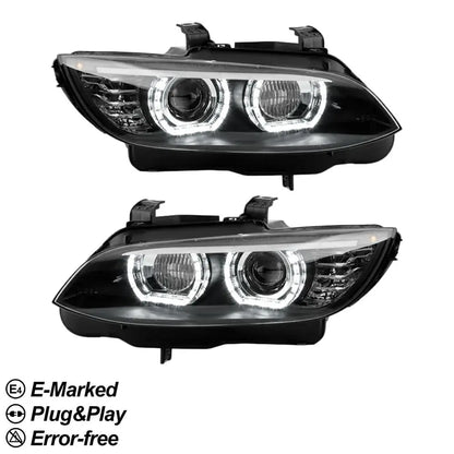 💕 Fari Anteriori DTM LED Angel Eyes Bianchi BMW E92 E93 06-10 💕