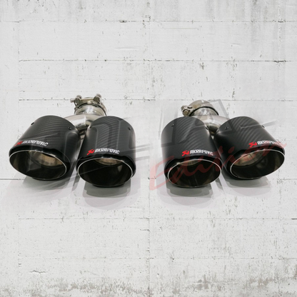 TERMINALI DI SCARICO DOPPI TIPO AKRAPOVIC ADATTO PER ALFA ROMEO GIULIA (Out 89mm - In 63mm)