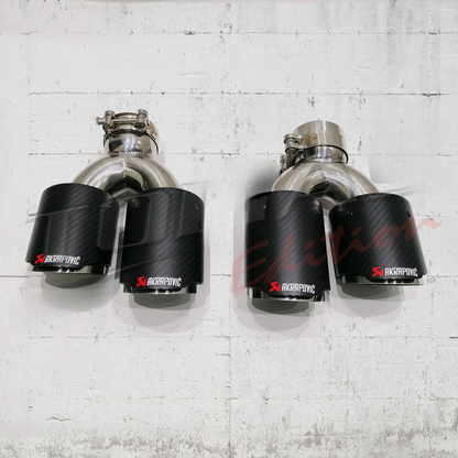 TERMINALI DI SCARICO DOPPI TIPO AKRAPOVIC ADATTO PER ALFA ROMEO GIULIA (Out 89mm - In 63mm)