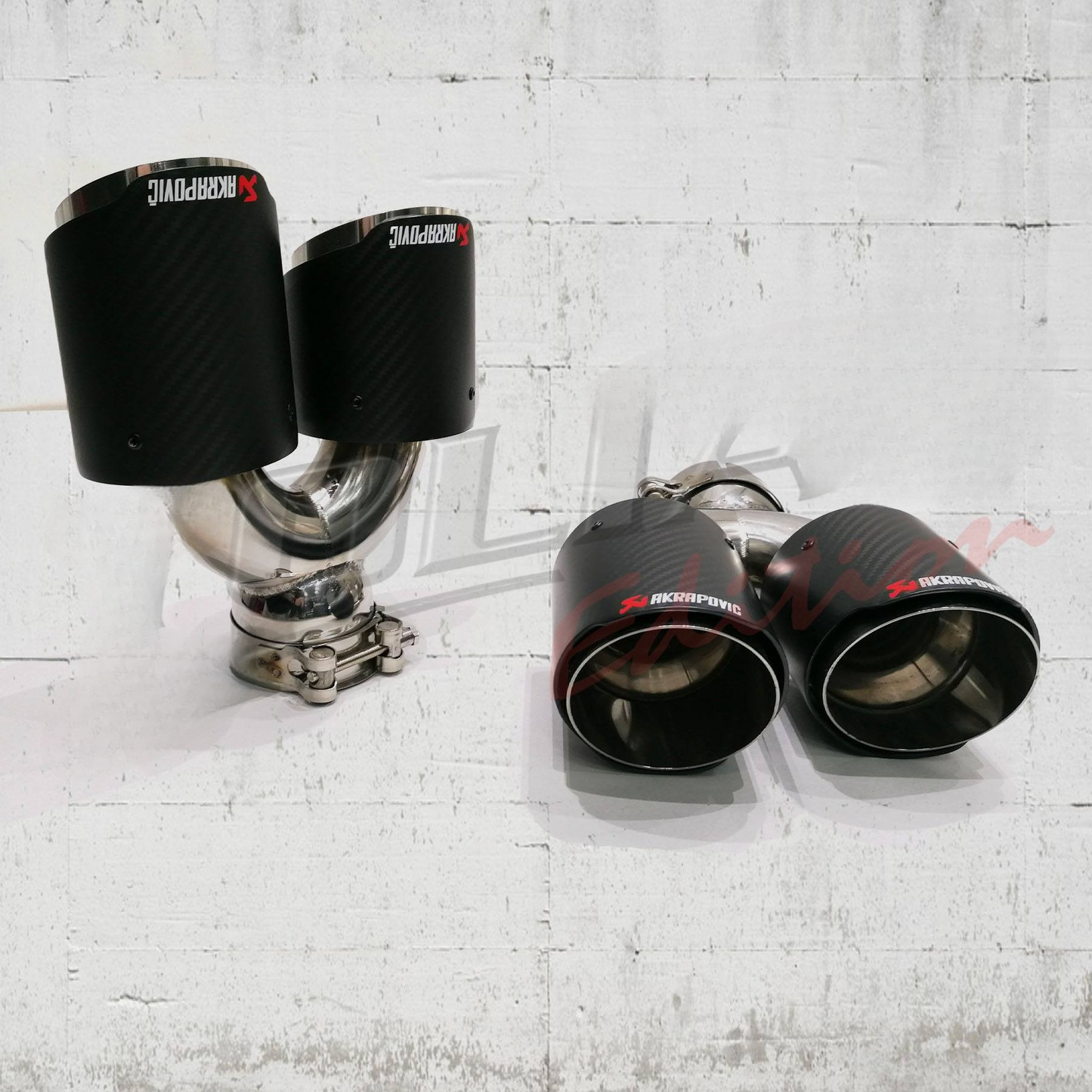 TERMINALI DI SCARICO DOPPI TIPO AKRAPOVIC ADATTO PER ALFA ROMEO GIULIA (Out 89mm - In 63mm)