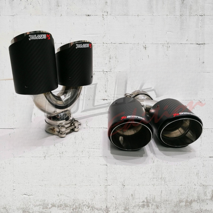 TERMINALI DI SCARICO DOPPI TIPO AKRAPOVIC ADATTO PER ALFA ROMEO GIULIA (Out 89mm - In 63mm)