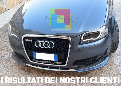 💎PARAURTI ANTERIORE ADATTO PER AUDI A3 8P 03-08 NERO CROMO LOOK RS3💎