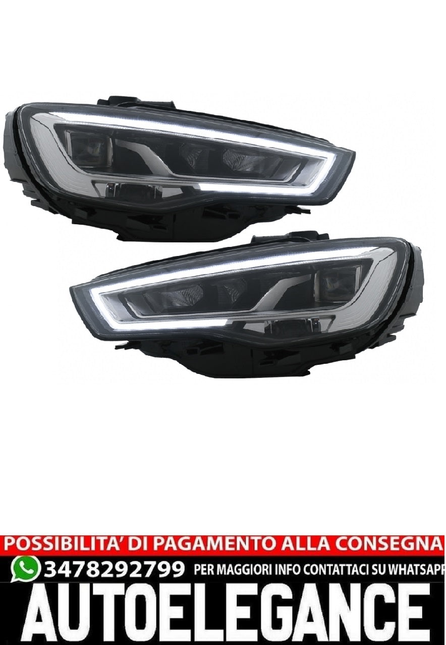 Full LED headlights suitable for Audi A3 8V Pre-Facelift (2013-2016) Halogen upgrade with dynamic sequential cornering lights LHD