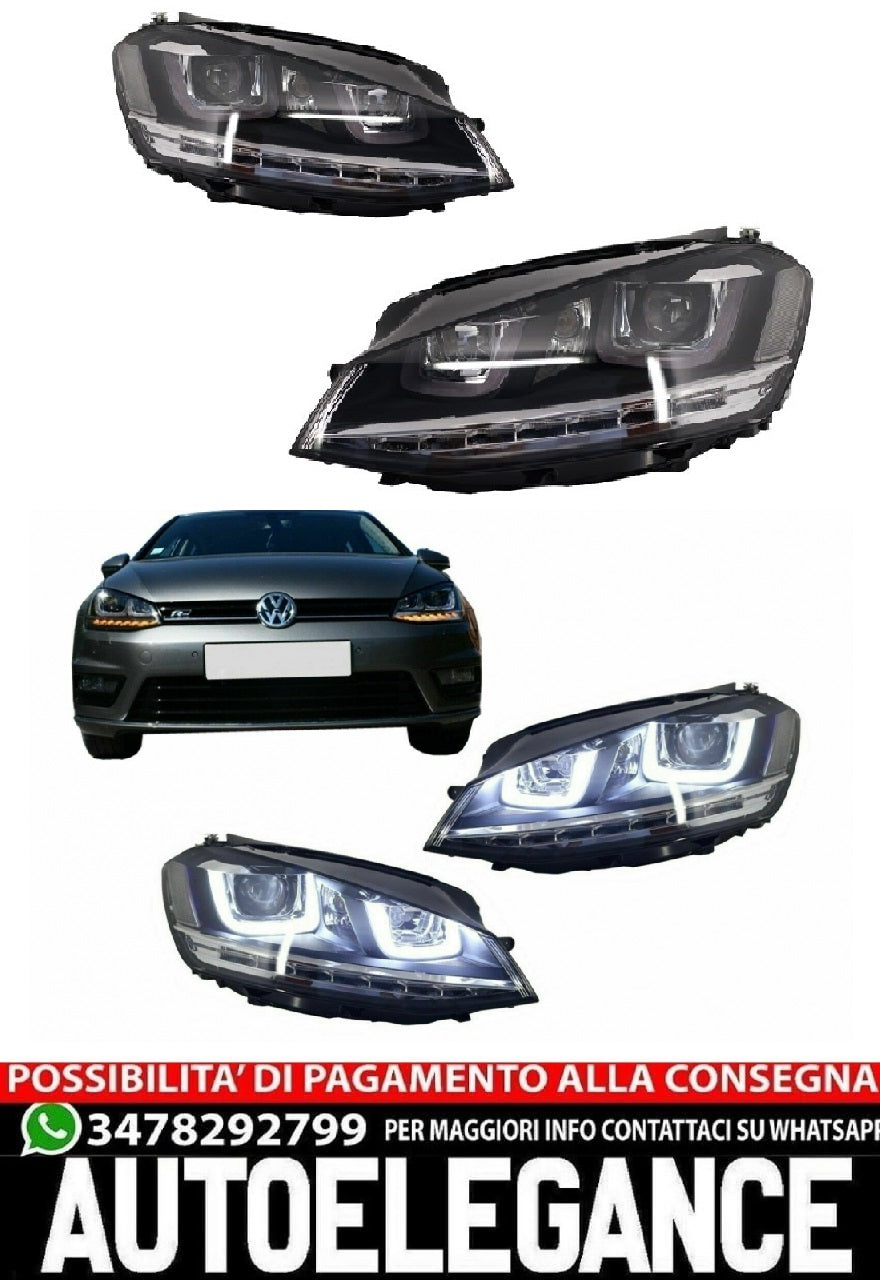 Fari 3D LED DRL adatti per VW Golf 7 VII (2012-2017) Silver R-Line LED Flowing D