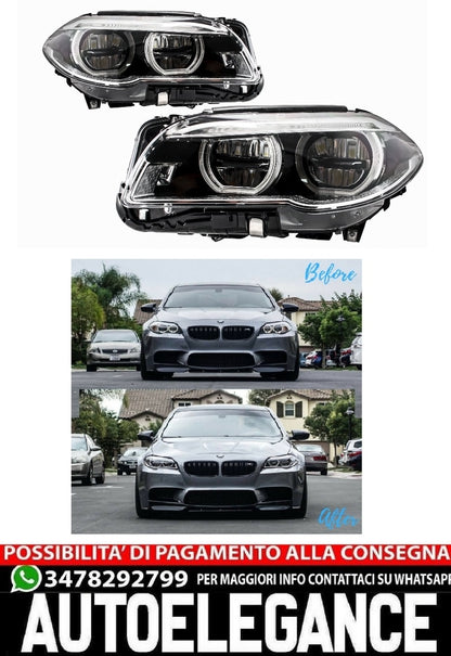 Full LED Angel Eyes Headlights suitable for BMW 5 Series F10 F11 LCI (2014-2017)